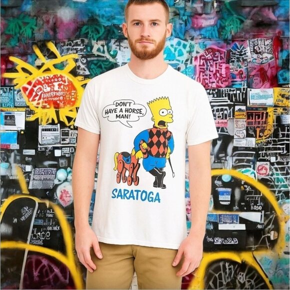 Stedman Bart Simpson Saratoga  T-Shirt Men's XL  Vintage 80-90s Rare Print - Picture 1 of 10